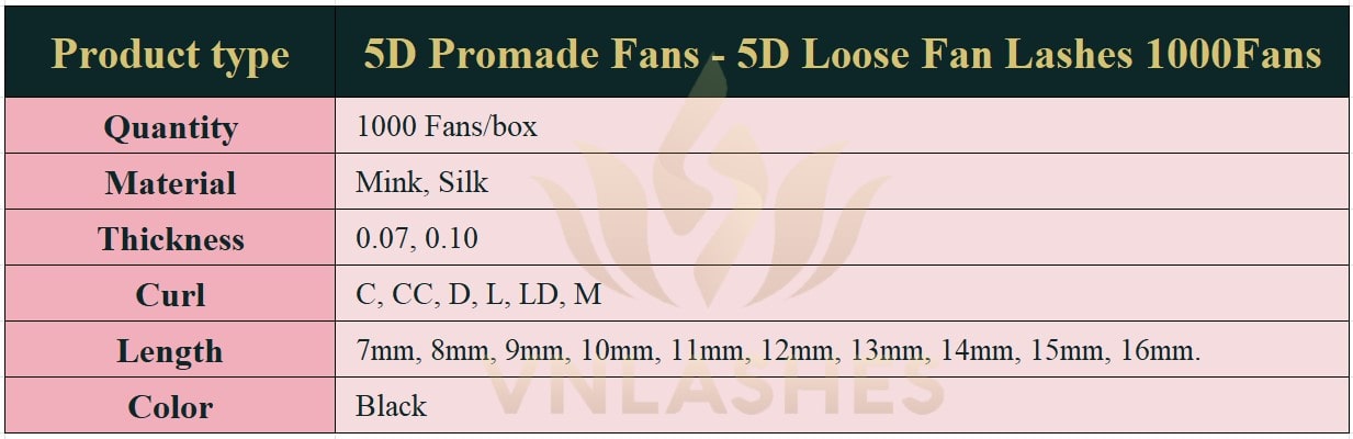 Product information Loose Promade Fans 5D - 500Fans - Premium Quality Promade Loose Fans - VNLASHES