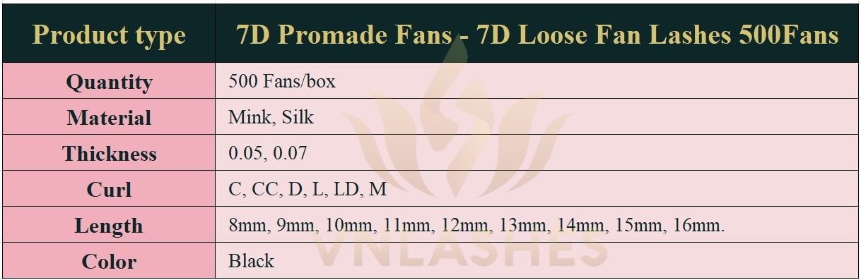 Product information Loose Promade Fans 7D - 500Fans - Premium Quality Promade Loose Fans - VNLASHES